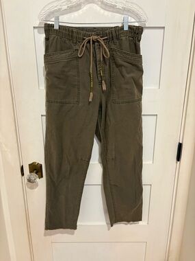 Free People 100% cotton Olive Green Drawstring Straight Leg Pants